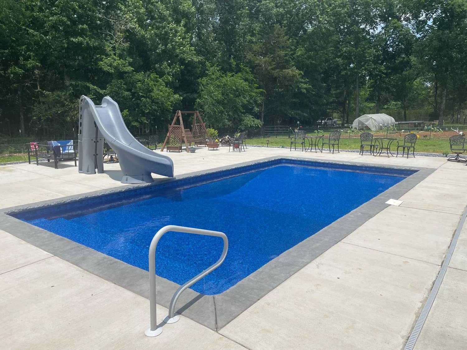 Family pool with water slide