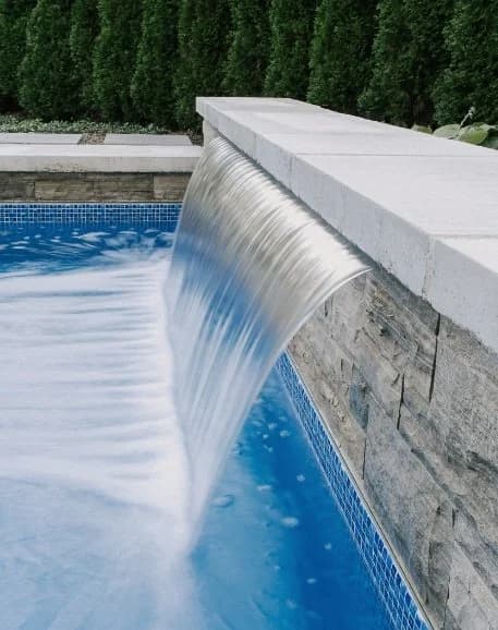 Sheer descent waterfall water feature